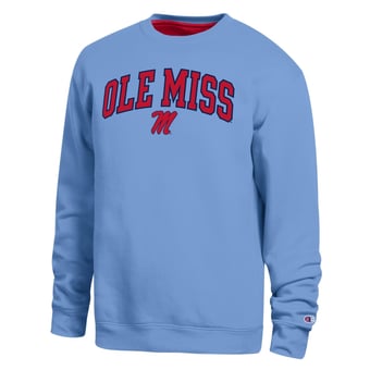 Men's Champion  Light Blue Ole Miss Rebels Arch Sweatshirt