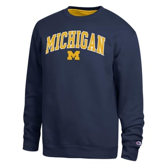 Men's Champion  Navy Michigan Wolverines Arch Sweatshirt