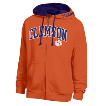 Men's Champion Orange Clemson Tigers Arch Logo Full-Zip Fleece Hoodie