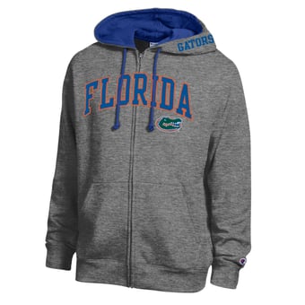 Men's Champion Heather Charcoal Florida Gators Arch Logo Full-Zip Fleece Hoodie