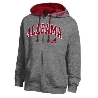 Men's Champion Heather Charcoal Alabama Crimson Tide Arch Logo Full-Zip Fleece Hoodie
