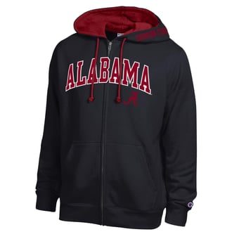 Men's Champion Black Alabama Crimson Tide Arch Logo Full-Zip Fleece Hoodie