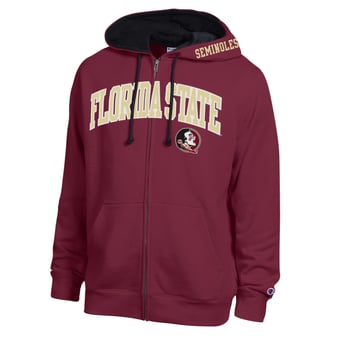 Men's Champion Garnet Florida State Seminoles Arch Logo Full-Zip Fleece Hoodie