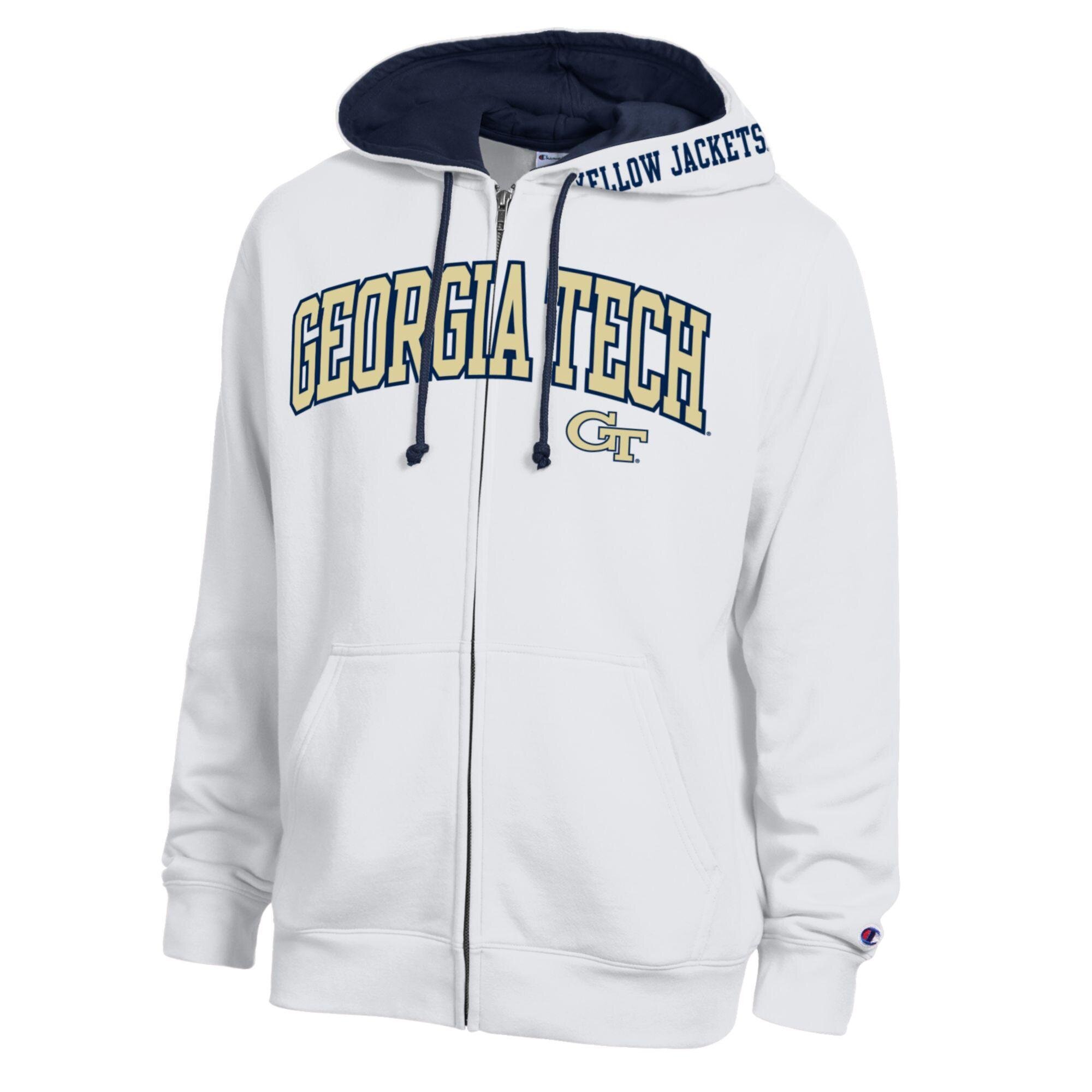 Men’s Champion White Georgia Tech Yellow Jackets Arch Logo Full-Zip Fleece Hoodie
