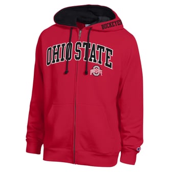 Men's Champion Scarlet Ohio State Buckeyes Arch Logo Full-Zip Fleece Hoodie