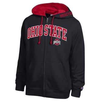 Men's Champion Black Ohio State Buckeyes Arch Logo Full-Zip Fleece Hoodie