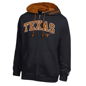 Men's Champion Black Texas Longhorns Arch Logo Full-Zip Fleece Hoodie