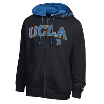 Men's Champion Black UCLA Bruins Arch Logo Full-Zip Fleece Hoodie