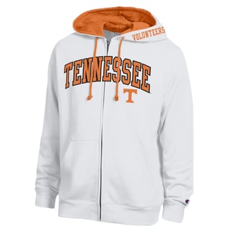 Men's Champion White Tennessee Volunteers Arch Logo Full-Zip Fleece Hoodie