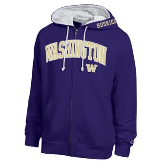 Men's Champion Purple Washington Huskies Arch Logo Full-Zip Fleece Hoodie