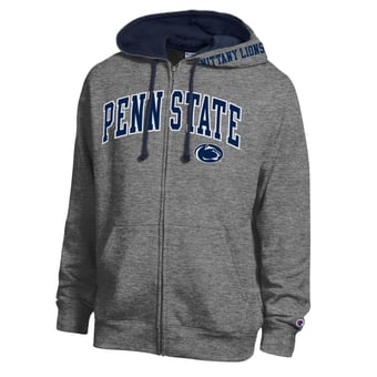 Men's Champion Heather Charcoal Penn State Nittany Lions Arch Logo Full-Zip Fleece Hoodie