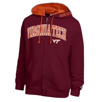 Men's Champion Maroon Virginia Tech Hokies Arch Logo Full-Zip Fleece Hoodie