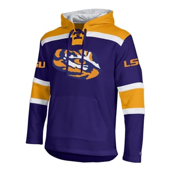 Men's Champion  Purple LSU Tigers Lacer Fleece Hoodie