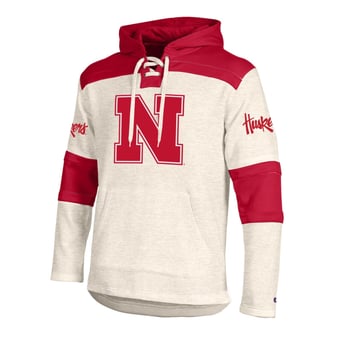 Men's Champion  Cream Nebraska Huskers Lacer Fleece Hoodie