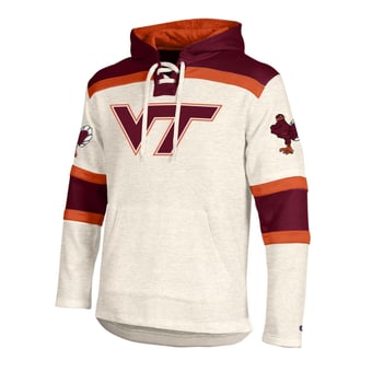 Men's Champion  Cream Virginia Tech Hokies Lacer Fleece Hoodie