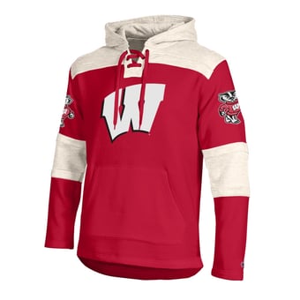 Men's Champion  Red Wisconsin Badgers Lacer Fleece Hoodie