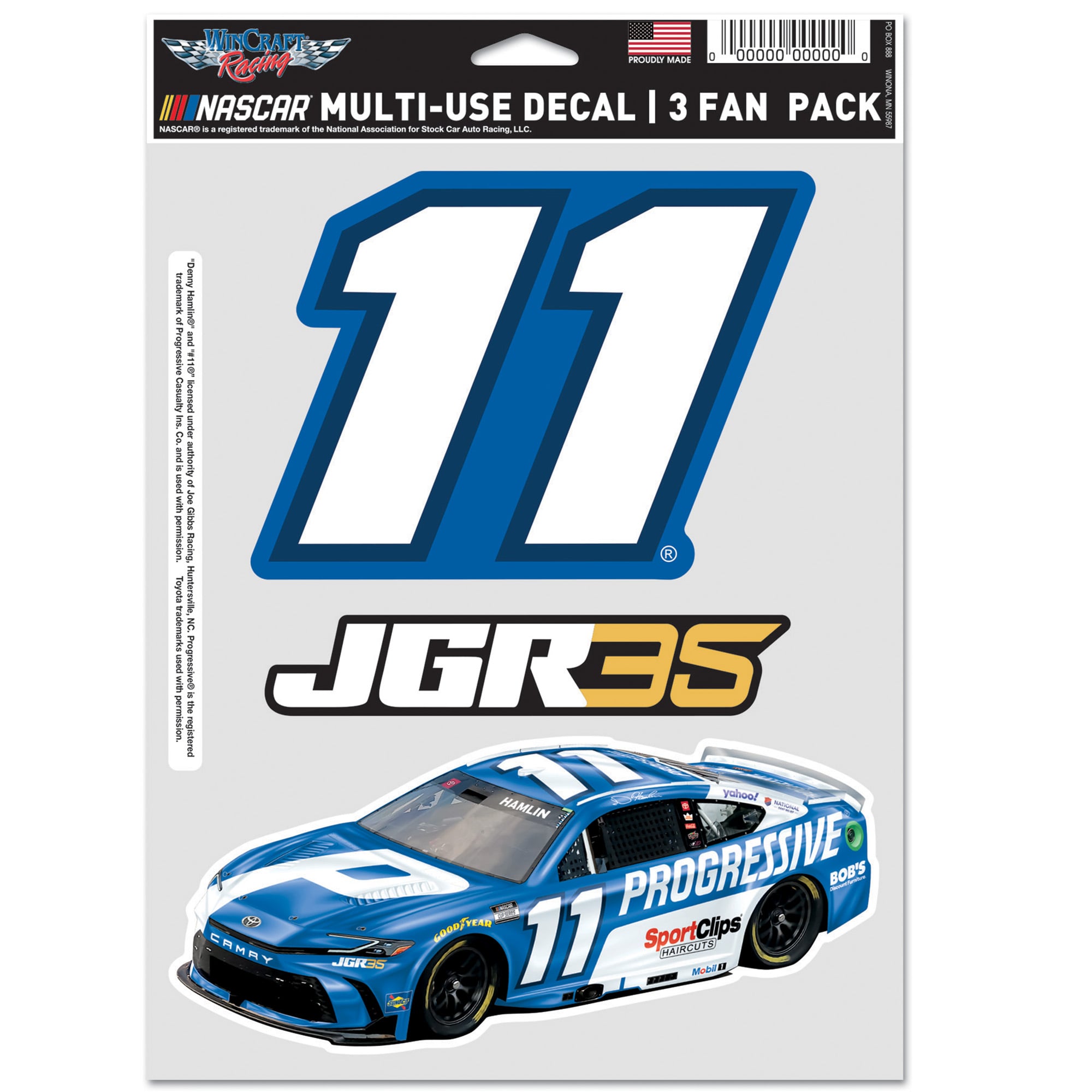 WinCraft Denny Hamlin Three-Piece Fan Decal Set WinCraft Denny Hamlin Three-Piece Fan Decal Set
