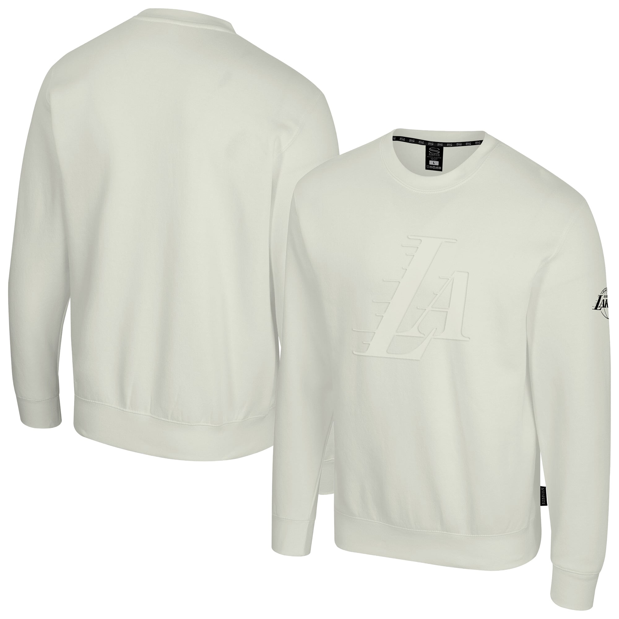 Unisex Stadium Essentials  Cream Los Angeles Lakers Debossed Monochrome Logo Sweatshirt