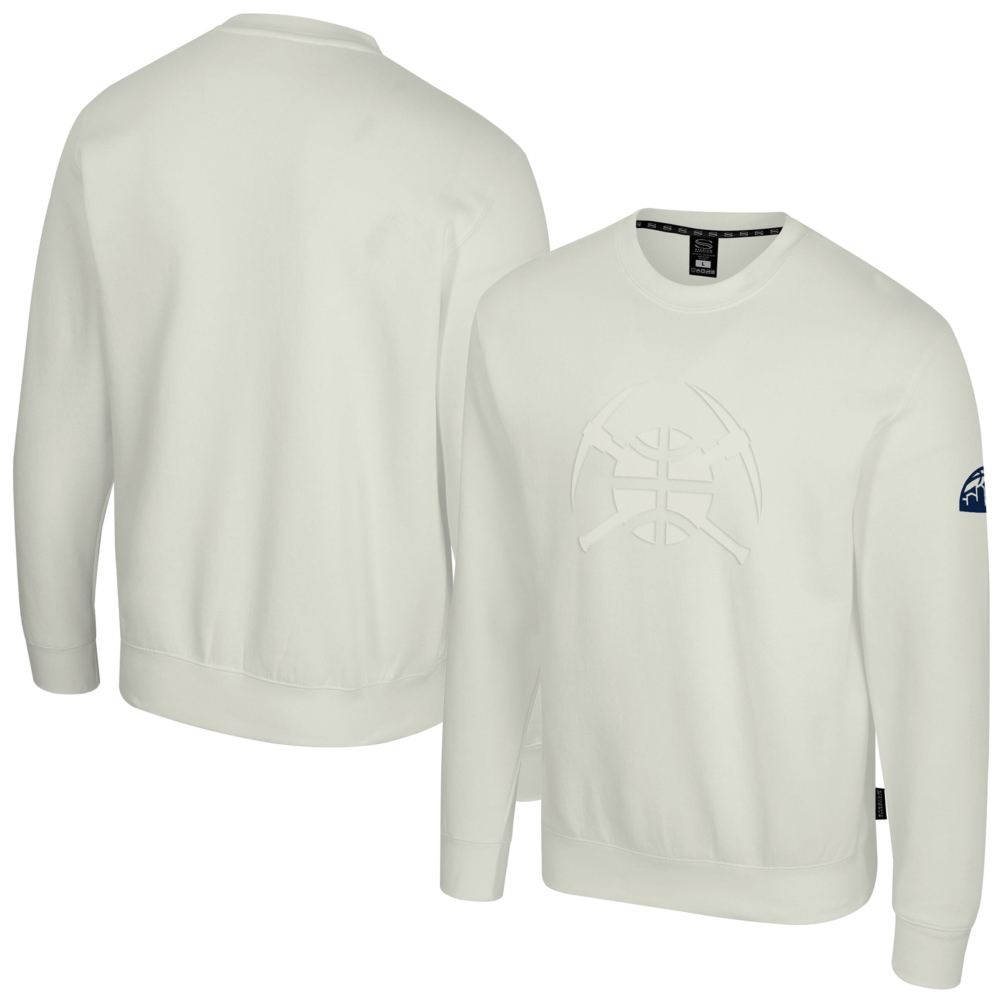 Unisex Stadium Essentials  Cream Denver Nuggets Debossed Monochrome Logo Sweatshirt