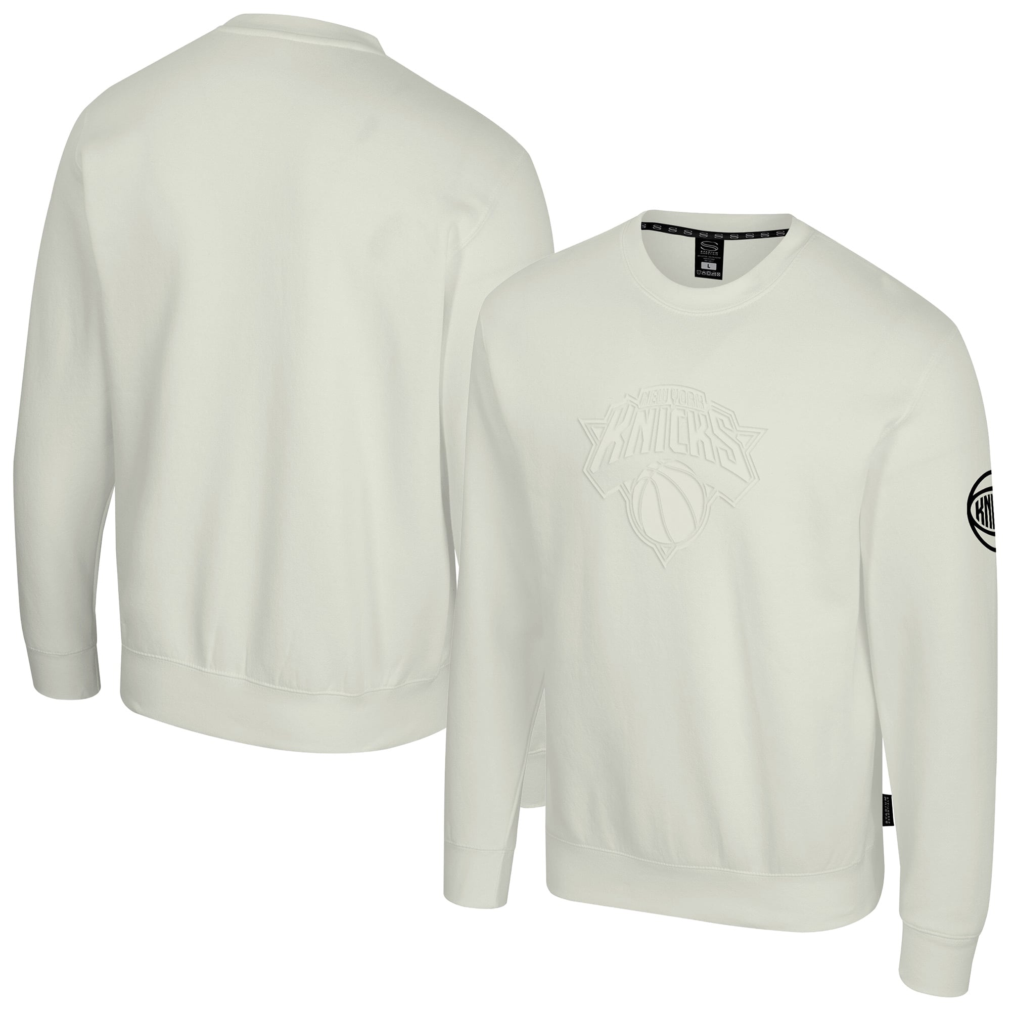 Unisex Stadium Essentials Cream New York Knicks Debossed Monochrome Logo Sweatshirt