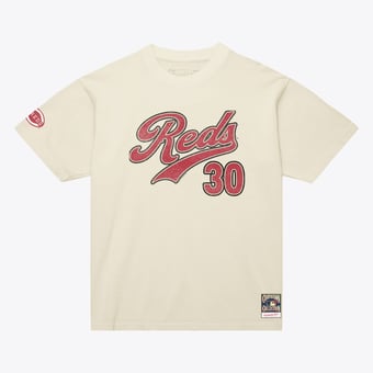 Women's Mitchell & Ness Ken Griffey Jr. Cream Cincinnati Reds Cooperstown Name & Number Throwback T-Shirt