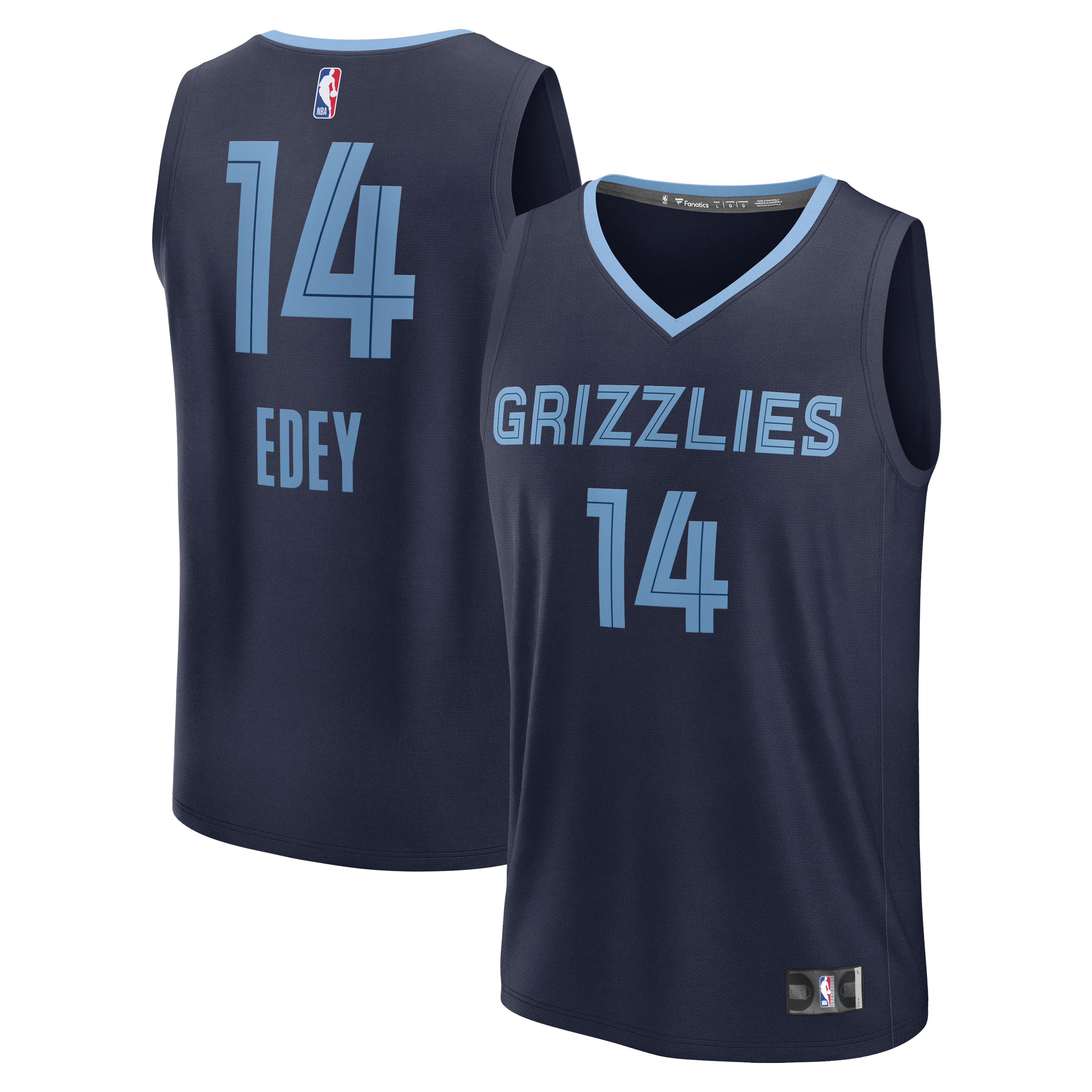 Men's Fanatics Zach Edey Navy Memphis Grizzlies Fast Break Replica Jersey - Icon Edition