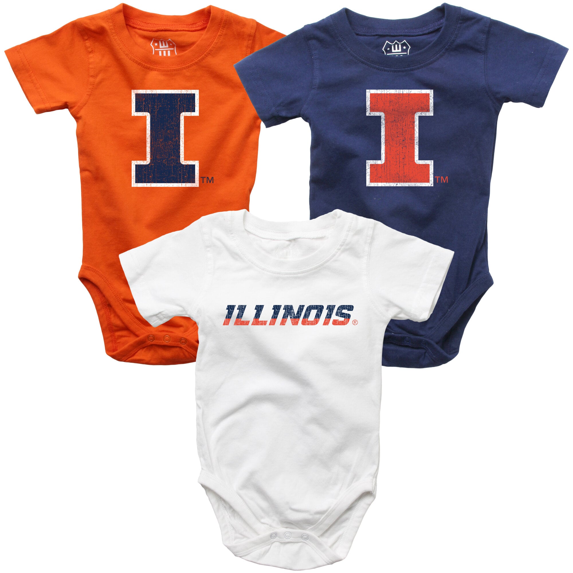 Infant Wes & Willy Illinois Fighting Illini Three-Pack Bodysuit Set