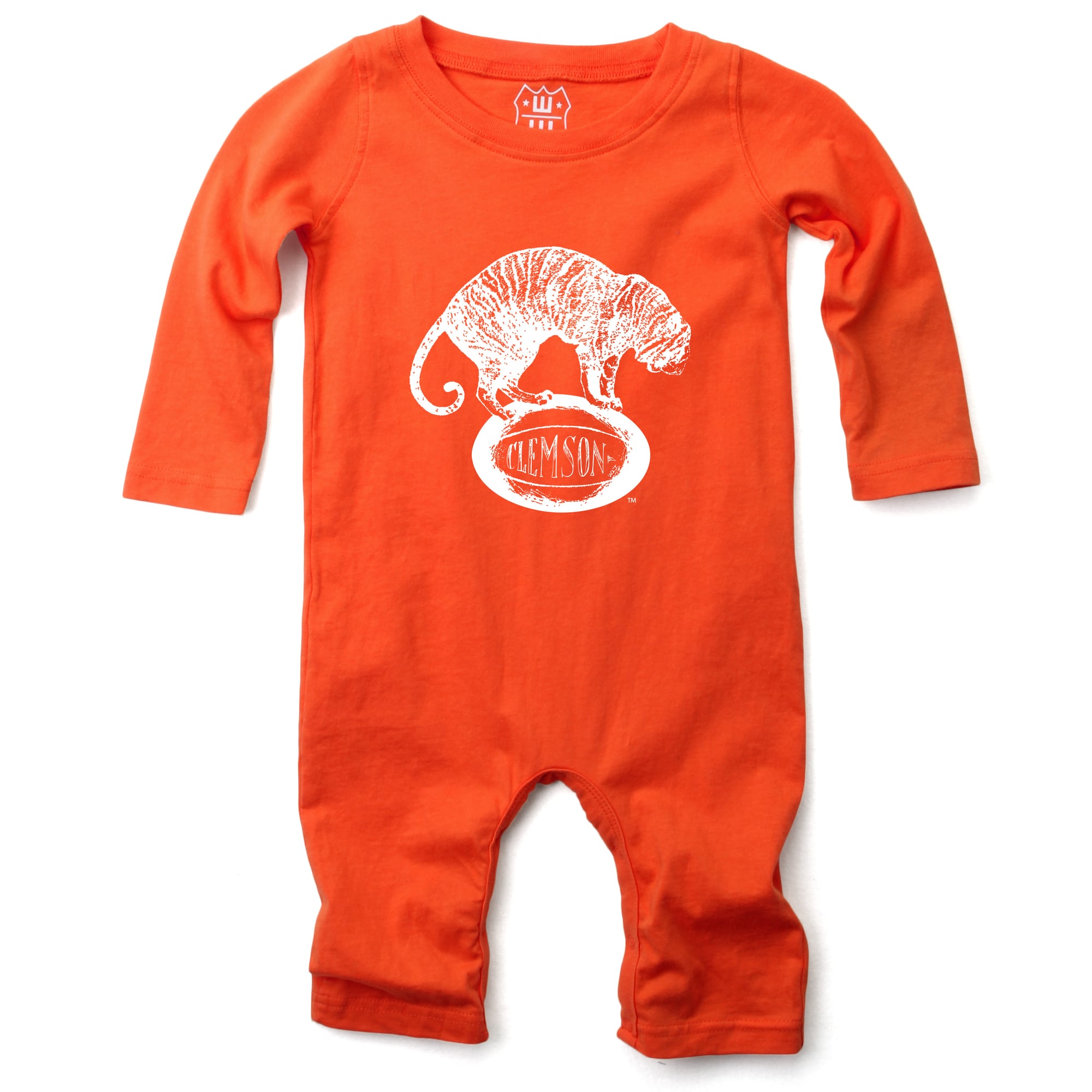 Infant Wes & Willy  Orange Clemson Tigers Long Sleeve Romper