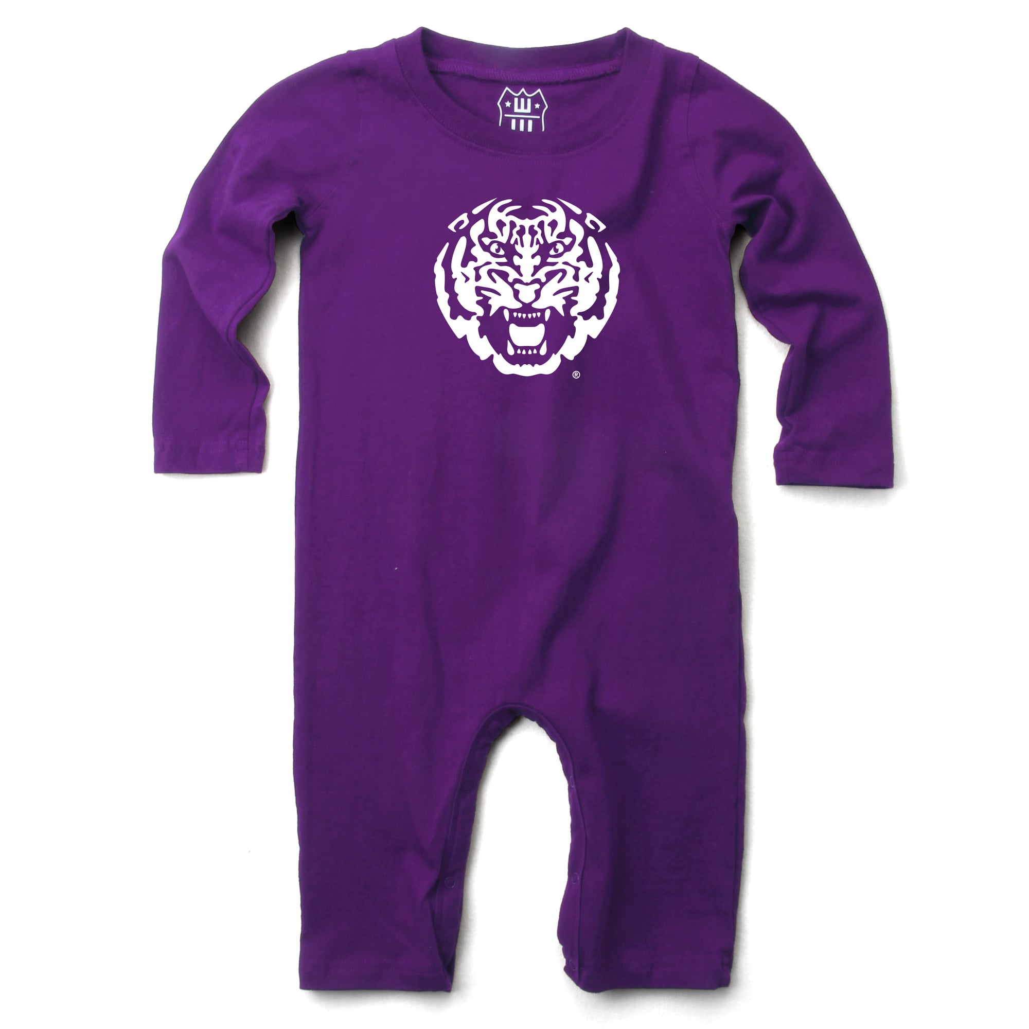Infant Wes & Willy  Purple LSU Tigers Long Sleeve Romper