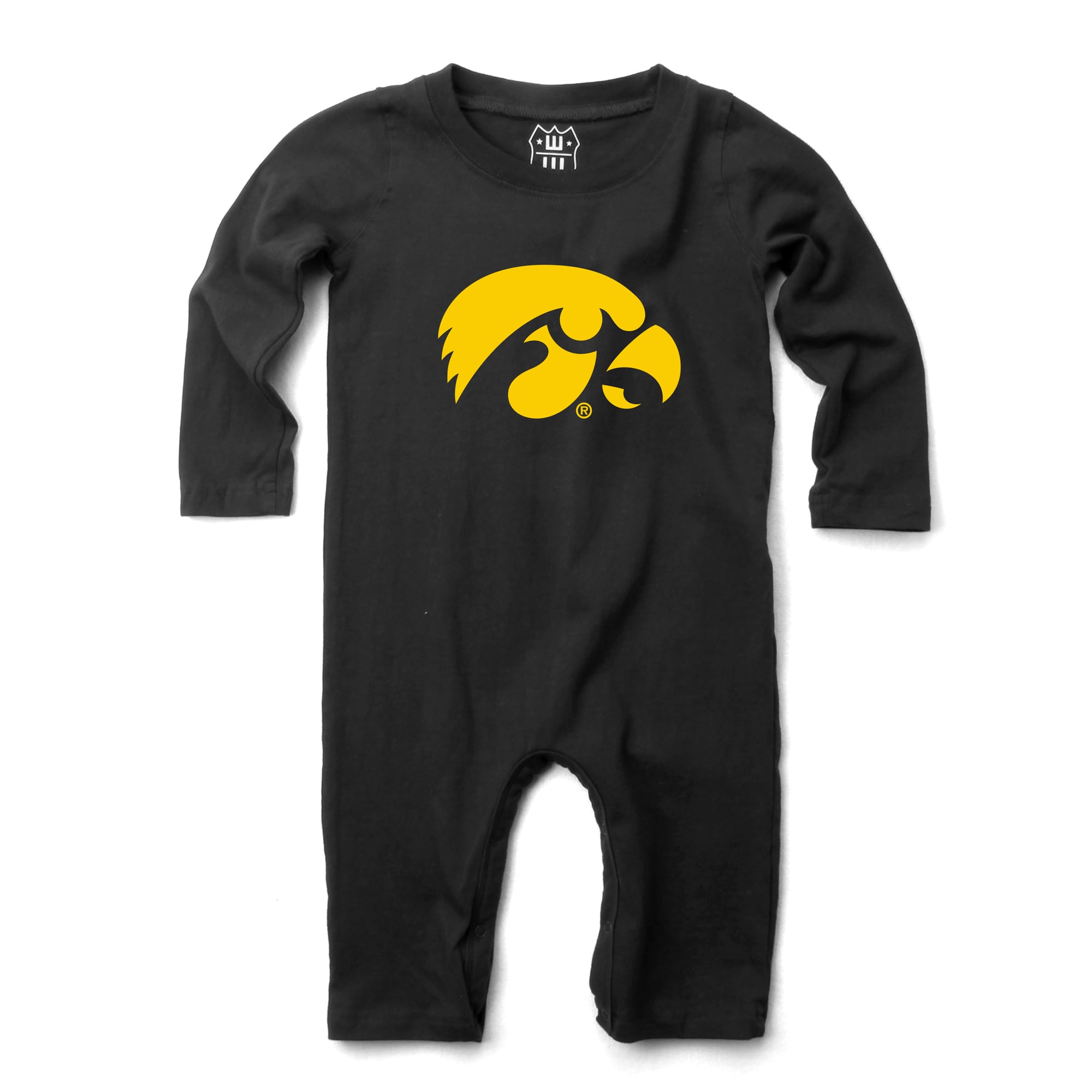 Infant Wes & Willy  Black Iowa Hawkeyes Long Sleeve Romper