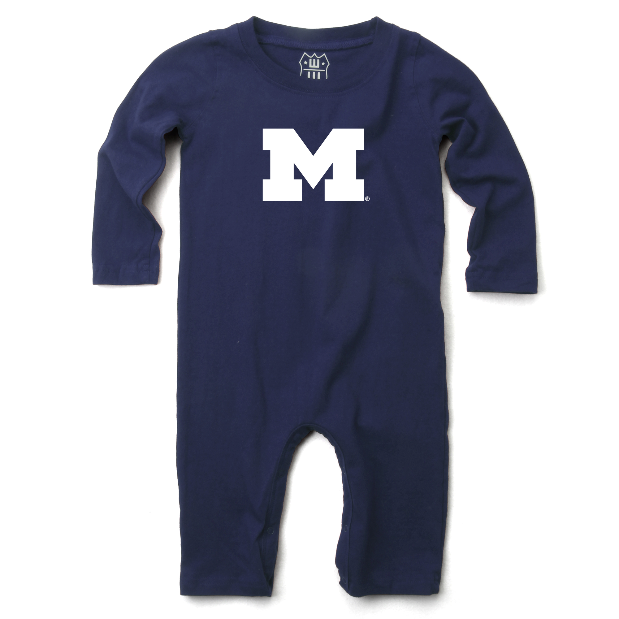 Infant Wes & Willy  Navy Michigan Wolverines Long Sleeve Romper