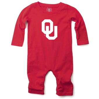 Infant Wes & Willy  Crimson Oklahoma Sooners Long Sleeve Romper