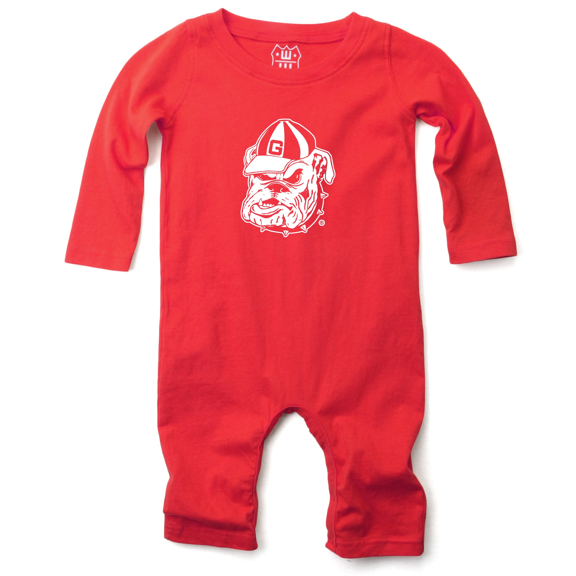 Infant Wes & Willy  Red Georgia Bulldogs Long Sleeve Romper