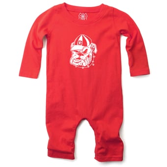 Infant Wes & Willy  Red Georgia Bulldogs Long Sleeve Romper
