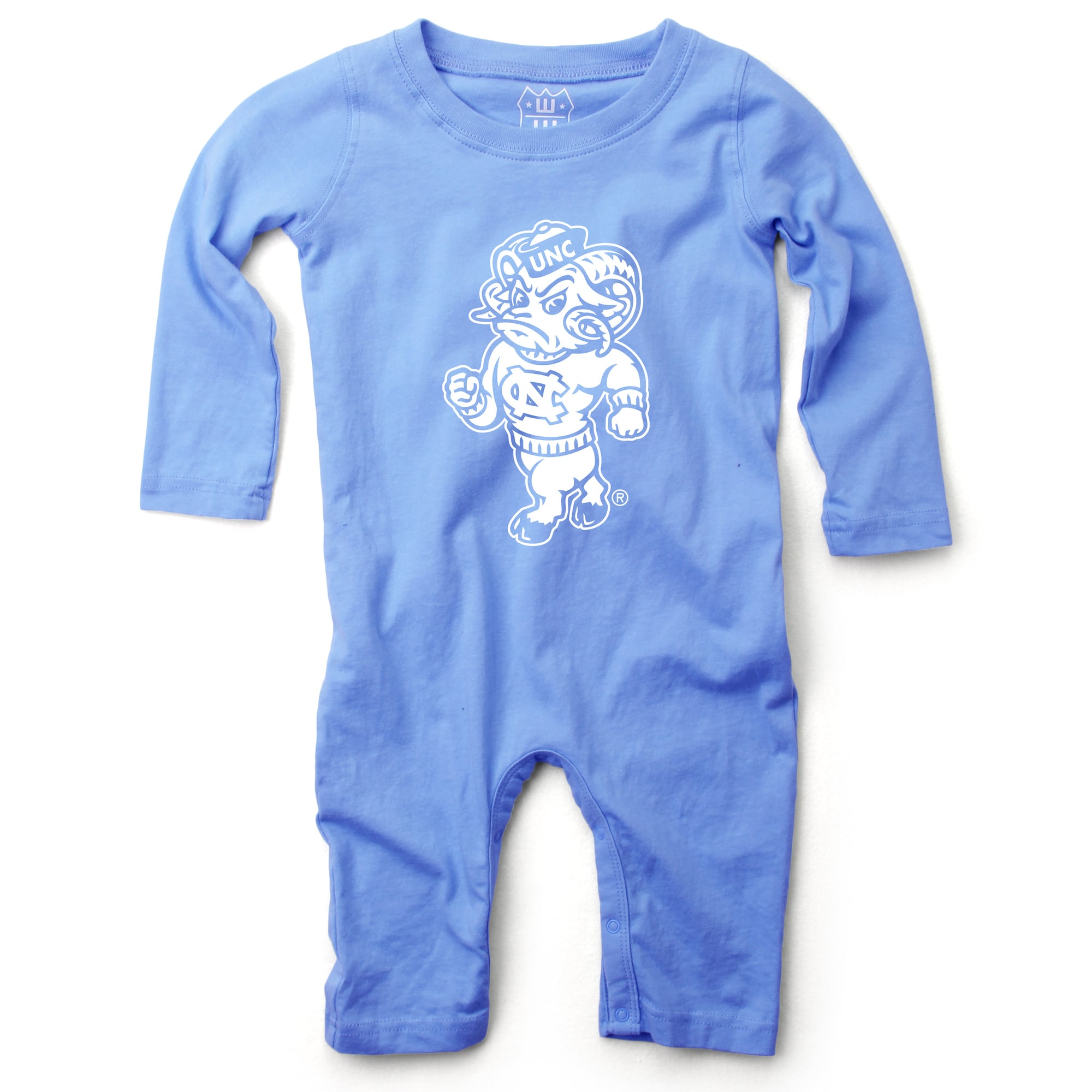 Infant Wes & Willy Carolina Blue North Carolina Tar Heels Long Sleeve Romper