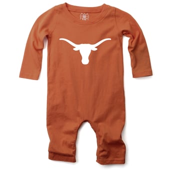 Infant Wes & Willy  Texas Orange Texas Longhorns Long Sleeve Romper