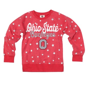 Girls Youth Wes & Willy Scarlet Ohio State Buckeyes Shimmer Star Reverse Fleece Sweatshirt