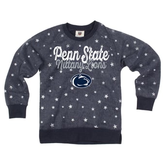 Girls Youth Wes & Willy Navy Penn State Nittany Lions Shimmer Star Reverse Fleece Sweatshirt