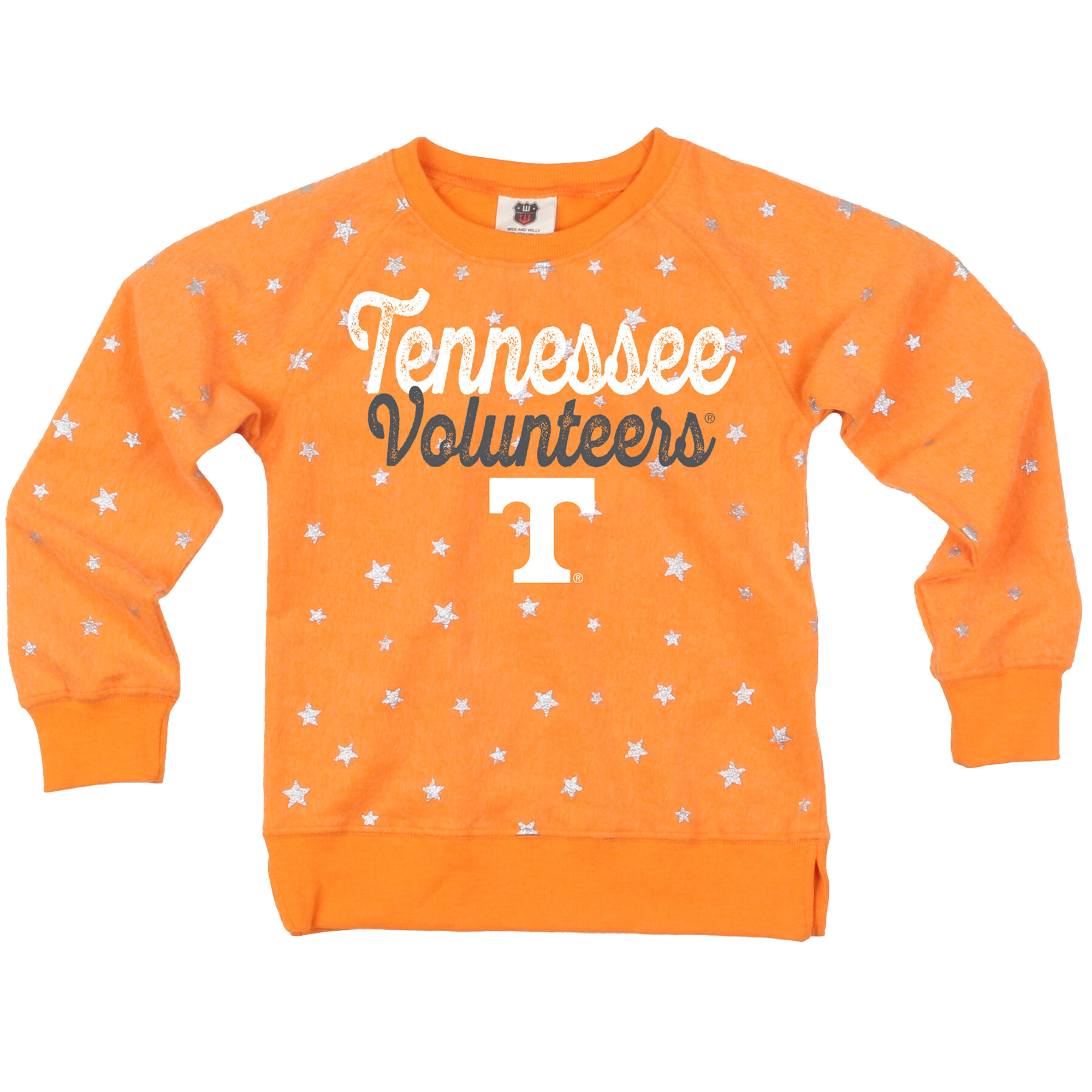 Girls Youth Wes & Willy Tennessee Orange Tennessee Volunteers Shimmer Star Reverse Fleece Sweatshirt