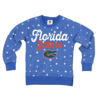 Girls Youth Wes & Willy Royal Florida Gators Shimmer Star Reverse Fleece Sweatshirt