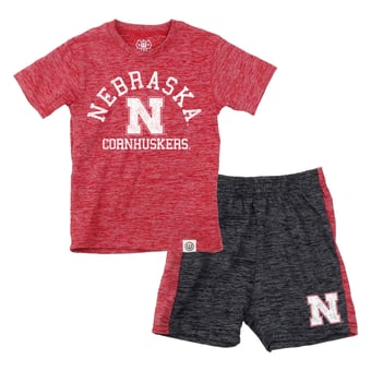 Toddler Wes & Willy  Scarlet Nebraska Huskers Cloudy Yarn T-Shirt and Shorts Set