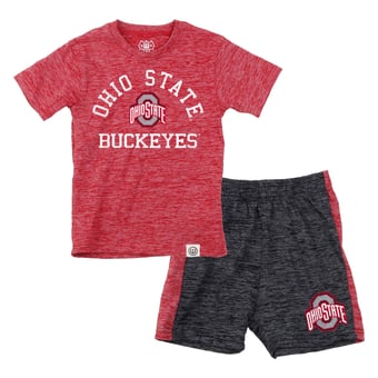 Toddler Wes & Willy  Scarlet Ohio State Buckeyes Cloudy Yarn T-Shirt and Shorts Set