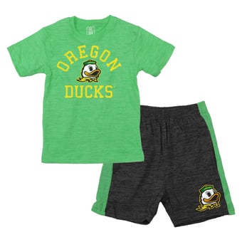Toddler Wes & Willy  Green Oregon Ducks Cloudy Yarn T-Shirt and Shorts Set