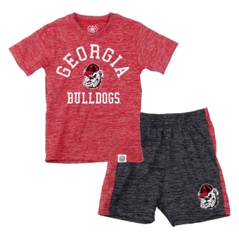 Toddler Wes & Willy  Red Georgia Bulldogs Cloudy Yarn T-Shirt and Shorts Set