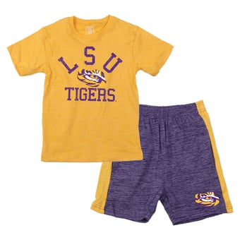 Toddler Wes & Willy  Gold LSU Tigers Cloudy Yarn T-Shirt and Shorts Set