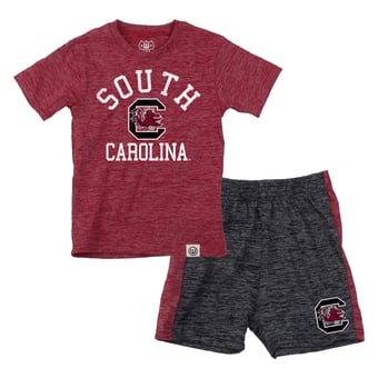 Toddler Wes & Willy  Garnet South Carolina Gamecocks Cloudy Yarn T-Shirt and Shorts Set