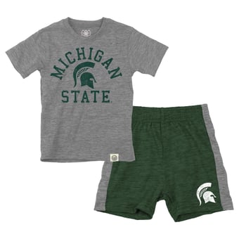 Toddler Wes & Willy  Dark Heather Gray Michigan State Spartans Cloudy Yarn T-Shirt and Shorts Set