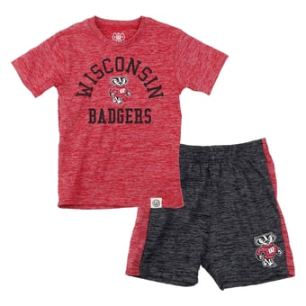 Toddler Wes & Willy  Red Wisconsin Badgers Cloudy Yarn T-Shirt and Shorts Set