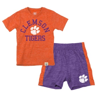 Toddler Wes & Willy  Orange Clemson Tigers Cloudy Yarn T-Shirt and Shorts Set