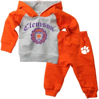 Infant Wes & Willy  Orange Clemson Tigers Raglan Hoodie and Sweatpants Set